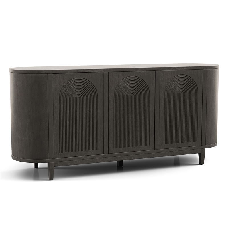 Bowery Hill Solid Wood 2-Door Server in Ash Gray