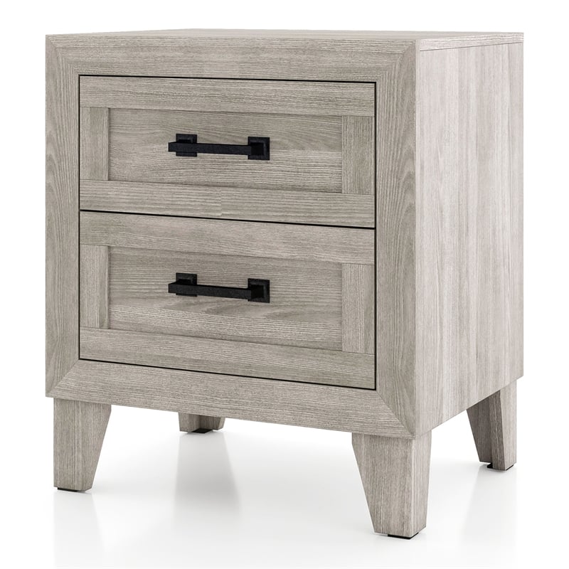 Bowery Hill 2-Drawer Wood Nightstand in Washed White Finish