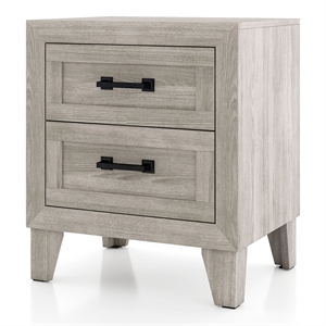 Bowery Hill 2-Drawer Wood Nightstand in Washed White Finish