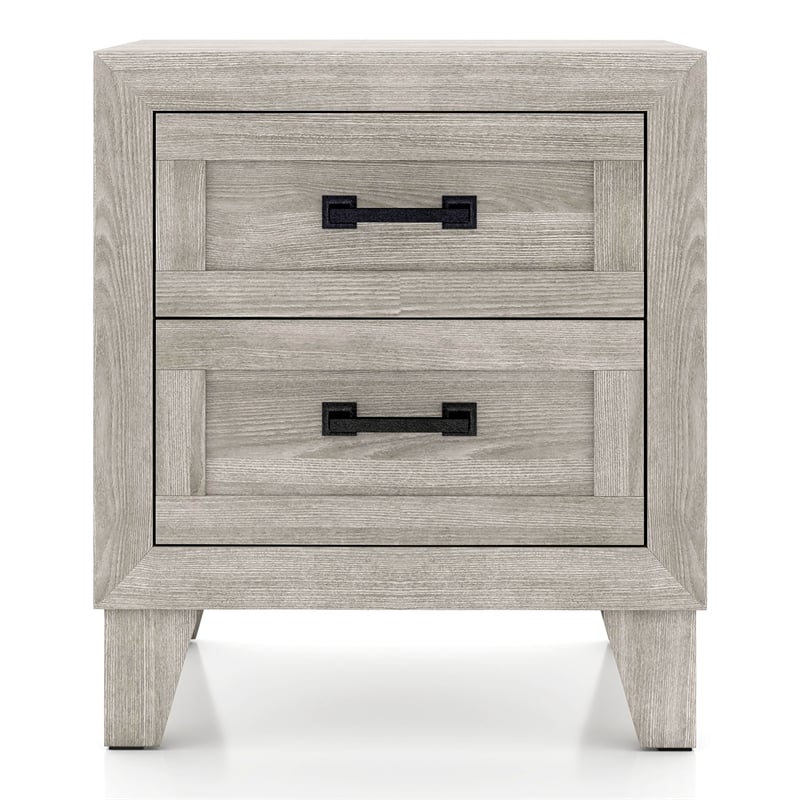 Bowery Hill 2-Drawer Wood Nightstand in Washed White Finish