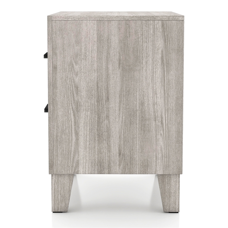 Bowery Hill 2-Drawer Wood Nightstand in Washed White Finish