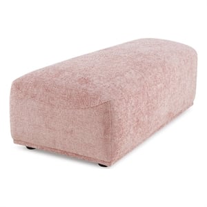 Bowery Hill Trapezoid Ottoman in Pink Chenille and Birch Wood