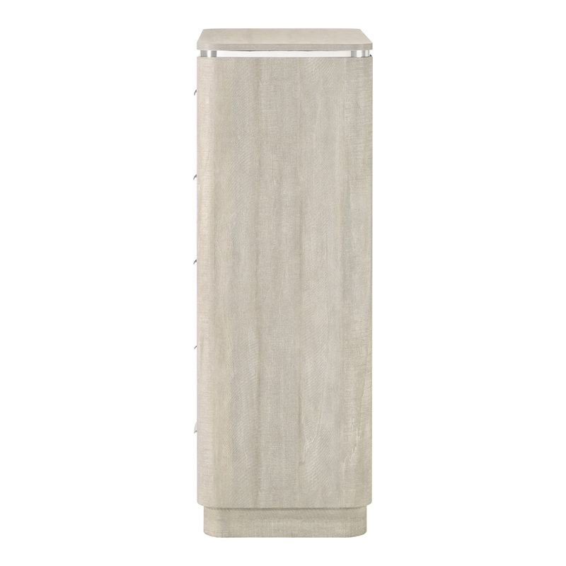 Bowery Hill Modern Solid Rubberwood 5-Drawer Chest in Dusty Gray
