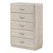 Bowery Hill Modern Solid Rubberwood 5-Drawer Chest in Dusty Gray