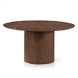 Bowery Hill Solid Rubberwood Round Pedestal Dining Table in Walnut