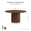 Bowery Hill Solid Rubberwood Round Pedestal Dining Table in Walnut
