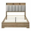 Bowery Hill Queen Upholstered Bed in Dusty Oak Finish