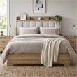 Bowery Hill Queen Upholstered Bed in Dusty Oak Finish