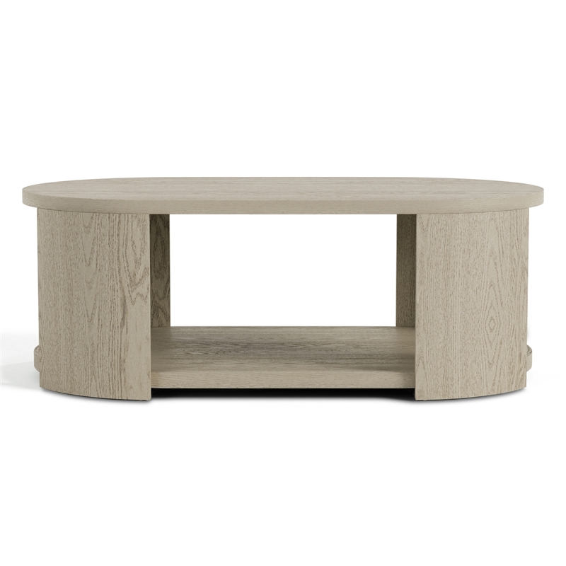 Bowery Hill Wood Oval 1-Shelf Cocktail Table in Oak Finish