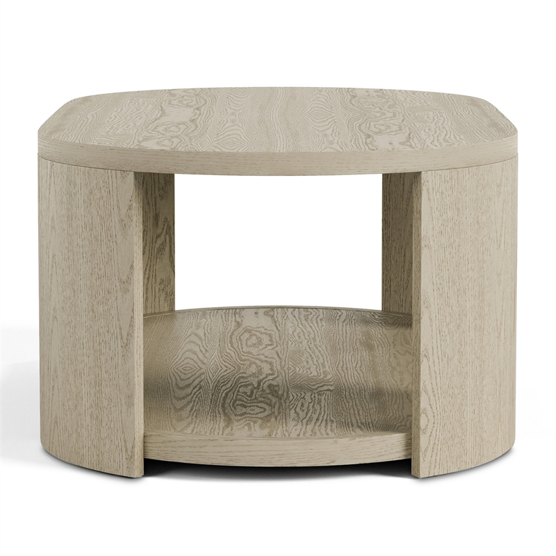 Bowery Hill Wood Oval 1-Shelf Cocktail Table in Oak Finish