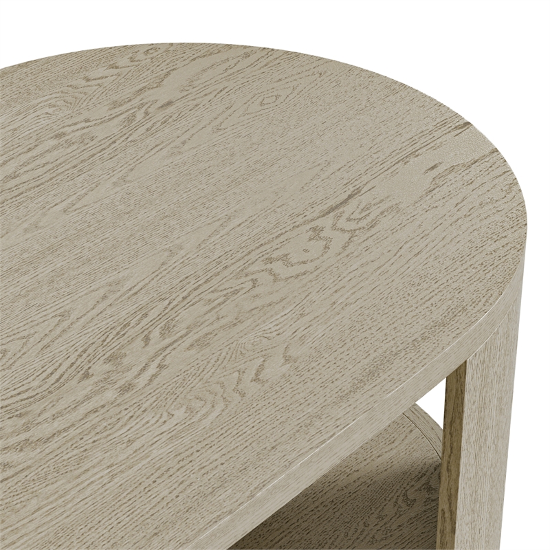 Bowery Hill Wood Oval 1-Shelf Cocktail Table in Oak Finish