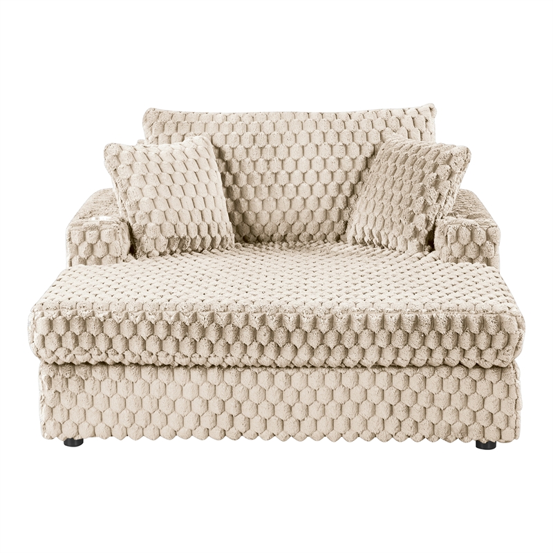 Bowery Hill Modern 2-Arm Taupe Oversized Chaise with Storage Pocket