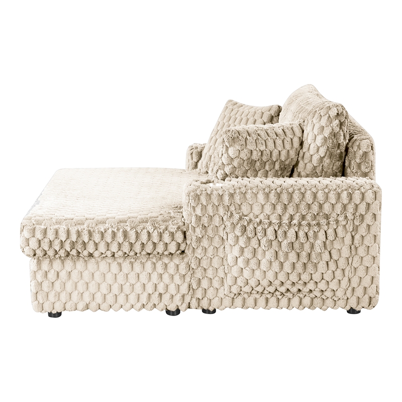 Bowery Hill Modern 2-Arm Taupe Oversized Chaise with Storage Pocket