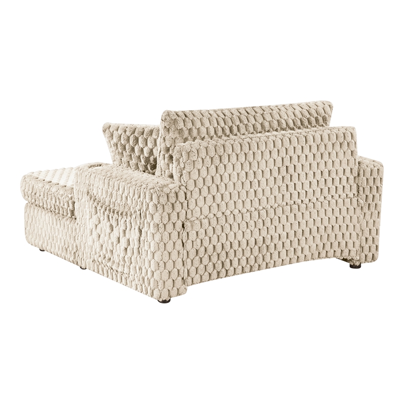 Bowery Hill Modern 2-Arm Taupe Oversized Chaise with Storage Pocket