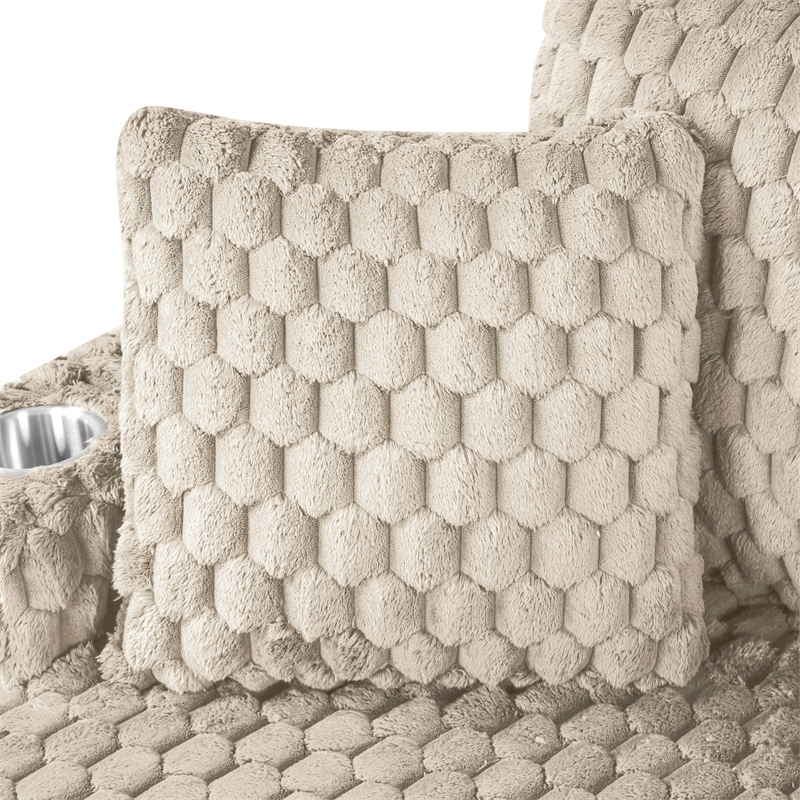 Bowery Hill Modern 2-Arm Taupe Oversized Chaise with Storage Pocket