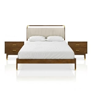 Bowery Hill Solid Wood Full 3-Piece Bedroom Set in Walnut