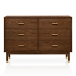 Bowery Hill 6-Drawer Solid Wood Dresser in Walnut Finish