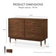 Bowery Hill 6-Drawer Solid Wood Dresser in Walnut Finish