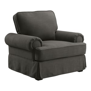 Bowery Hill Fabric Upholstered Accent Chair in Gray with Rolled Arms