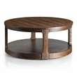 Bowery Hill Solid Wood Coffee Table with Lower Shelf in Distressed Espresso