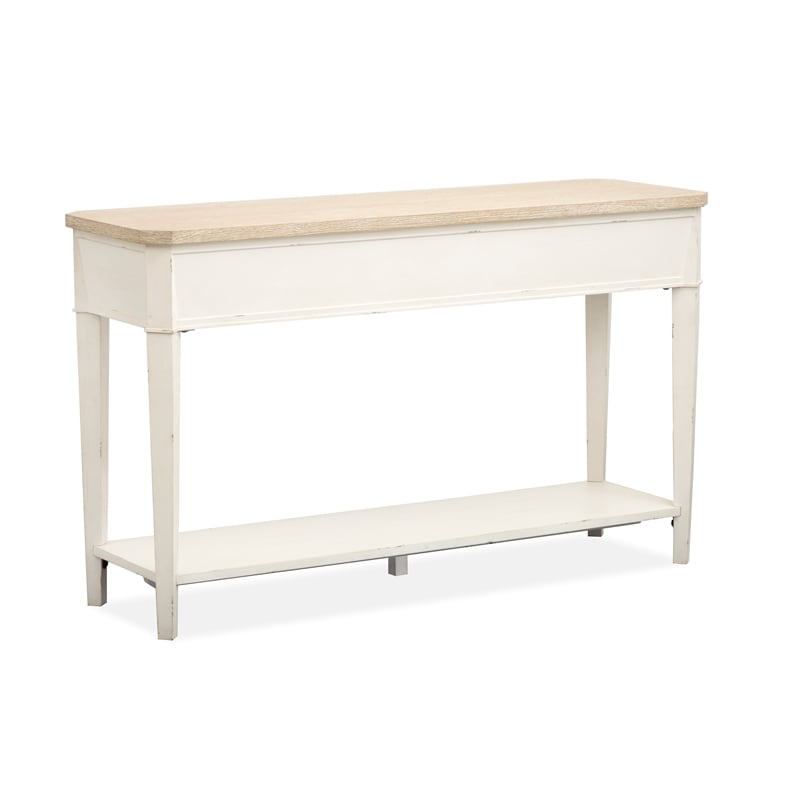Bowery Hill Rectangular Sofa Table in Sea Pearl and Driftwood Finish