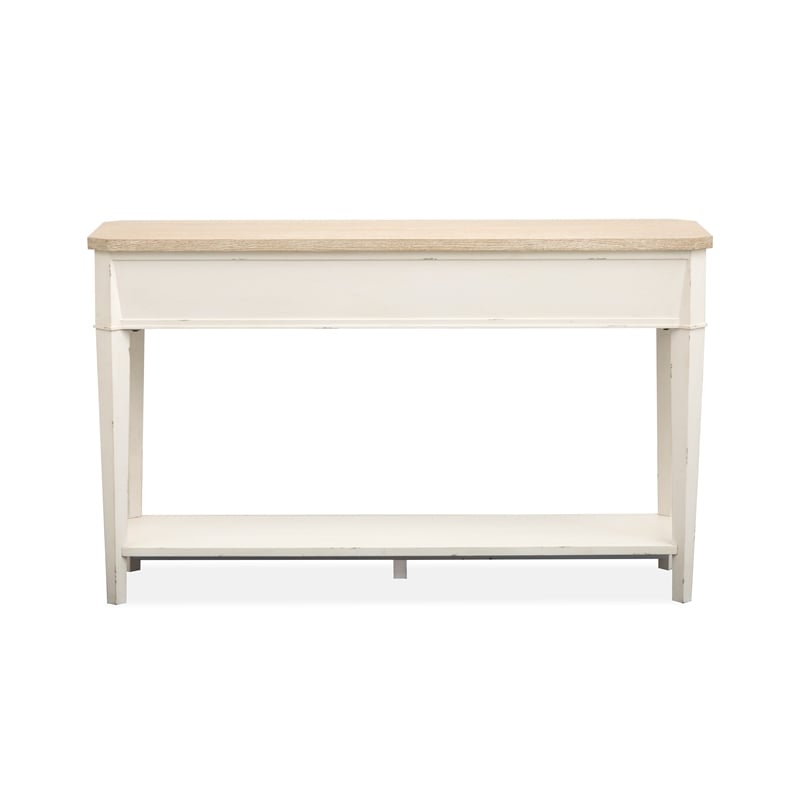 Bowery Hill Rectangular Sofa Table in Sea Pearl and Driftwood Finish