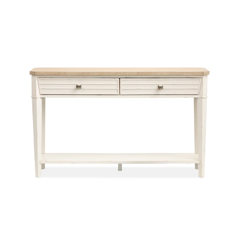 Bowery Hill Rectangular Sofa Table in Sea Pearl and Driftwood Finish