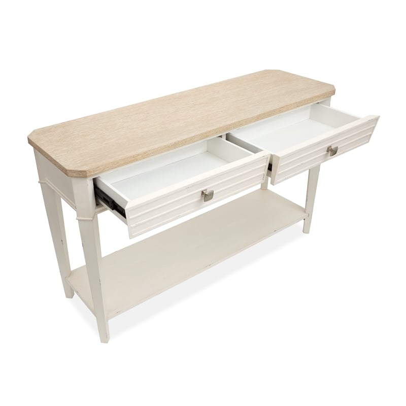 Bowery Hill Rectangular Sofa Table in Sea Pearl and Driftwood Finish