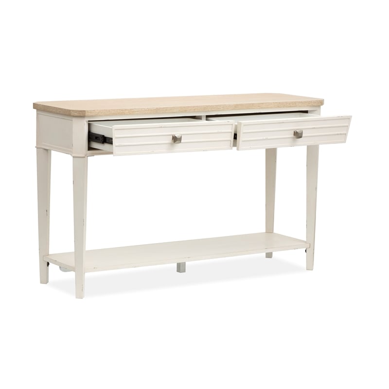 Bowery Hill Rectangular Sofa Table in Sea Pearl and Driftwood Finish