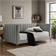 Bowery Hill Tufted Twin Daybed in Light Gray with Metal Legs