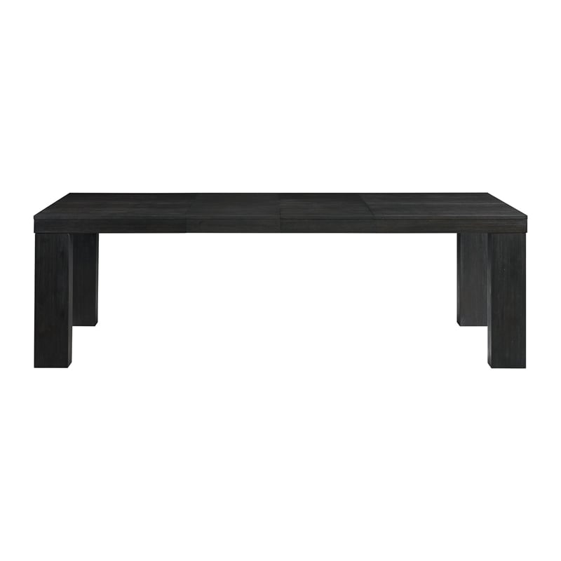 bowery hill jasper rectangle dining table in black wood with leaves