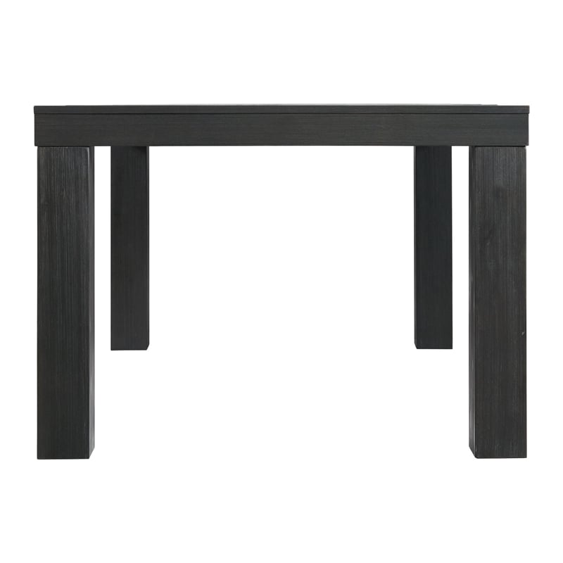 bowery hill jasper rectangle dining table in black wood with leaves