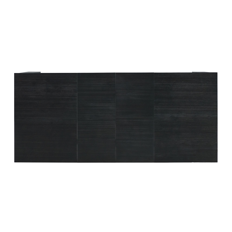 bowery hill jasper rectangle dining table in black wood with leaves