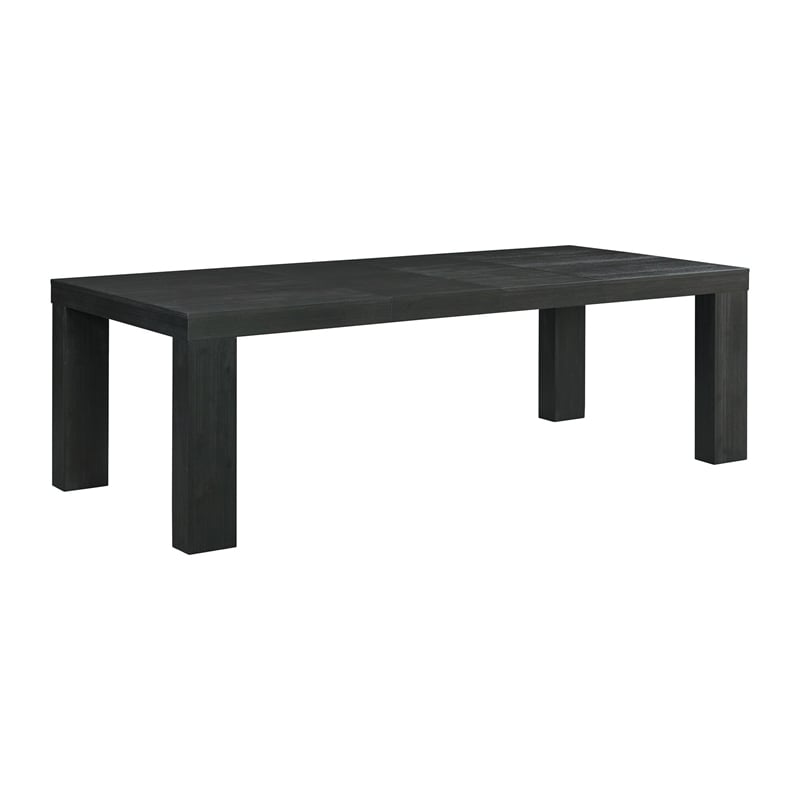 Bowery Hill Jasper Rectangle Dining Table in Black Wood with Leaves