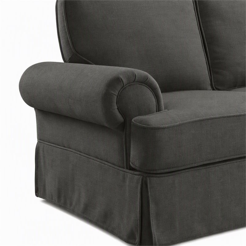 Bowery Hill Transitional Fabric Upholstered Loveseat in Gray