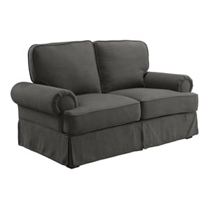 Bowery Hill Transitional Fabric Upholstered Loveseat in Gray
