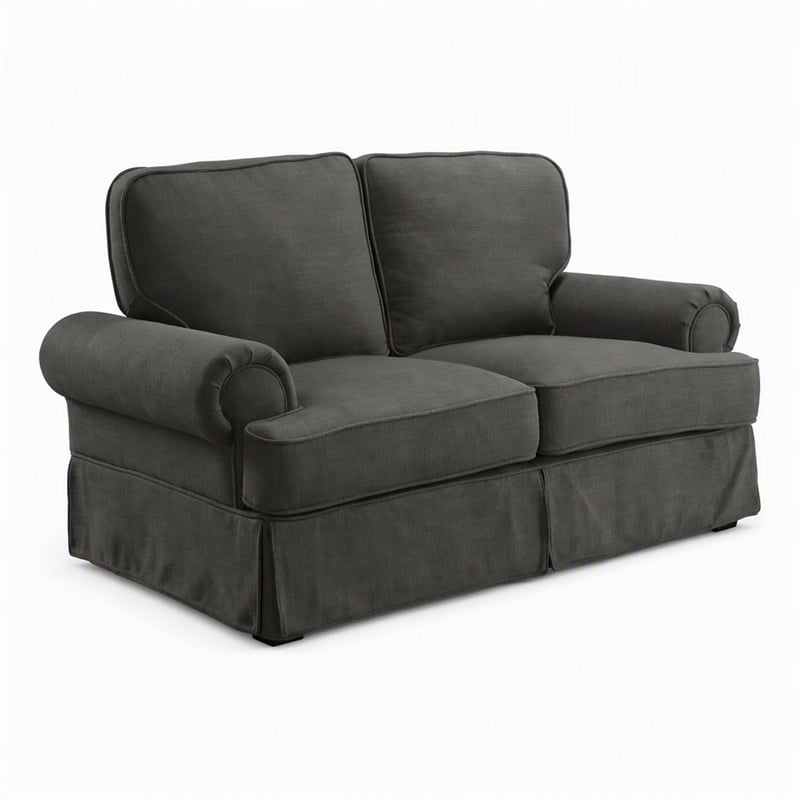 Bowery Hill Transitional Fabric Upholstered Loveseat in Gray