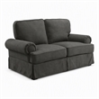 Bowery Hill Transitional Fabric Upholstered Loveseat in Gray