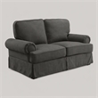 Bowery Hill Transitional Fabric Upholstered Loveseat in Gray