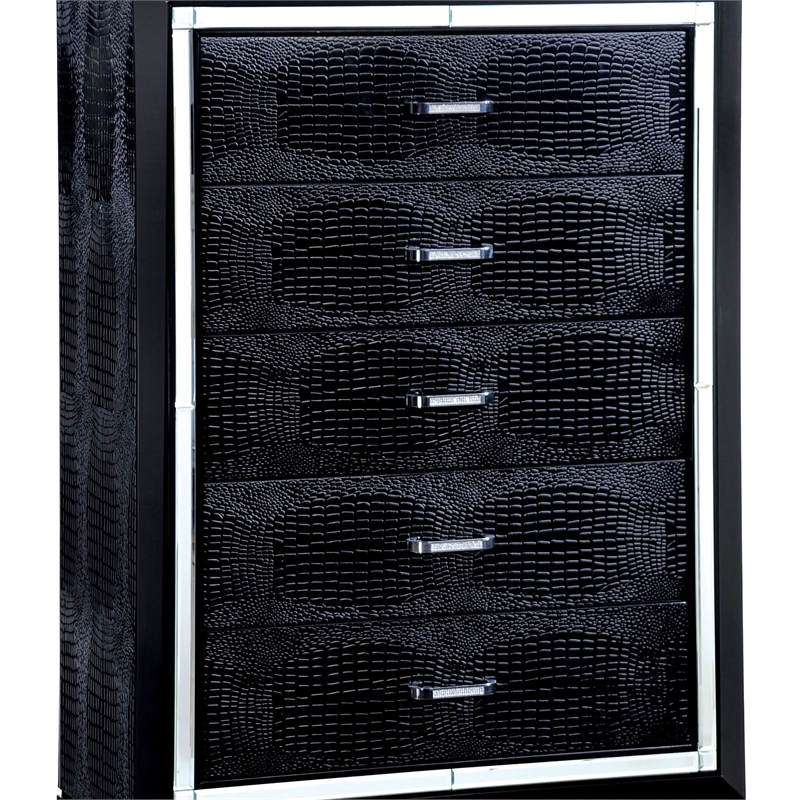 Bowery Hill 5-Drawer Solid Wood Chest in Black Finish