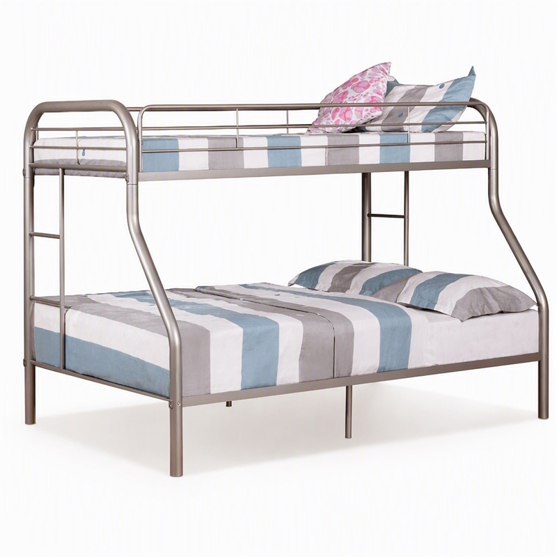 Bowery Hill Modern Metal Twin Over Full Bunk Bed in Silver