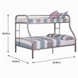Bowery Hill Modern Metal Twin Over Full Bunk Bed in Silver