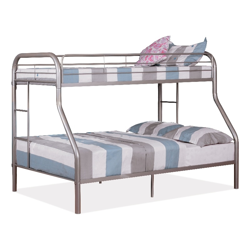 Bowery Hill Modern Metal Twin Over Full Bunk Bed in Silver
