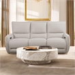 Bowery Hill Beige Leather Power Reclining Sofa with USB Ports and Wood Frame