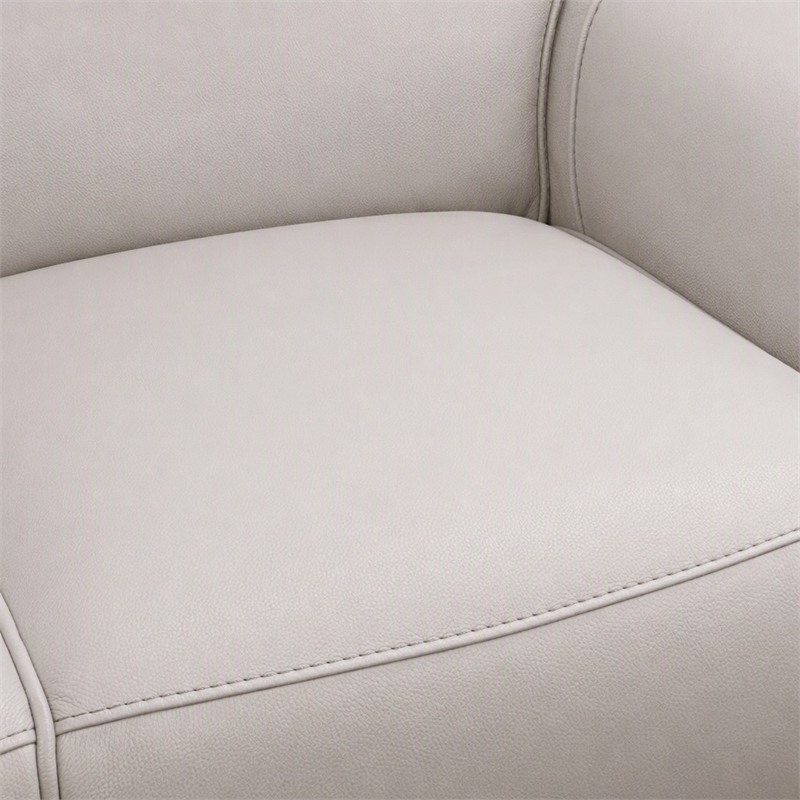 Bowery Hill Beige Leather Power Reclining Sofa with USB Ports and Wood Frame