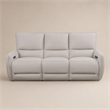 Bowery Hill Beige Leather Power Reclining Sofa with USB Ports and Wood Frame