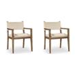 Bowery Hill Set of 2 Beige Linen Textured Fabric Dining Arm Chairs