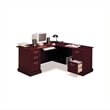 Pemberly Row L-Shape Executive Office Computer Desk in Harvest Cherry