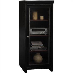 pemberly row audio cabinet with 2 adjustable shelves in antique black