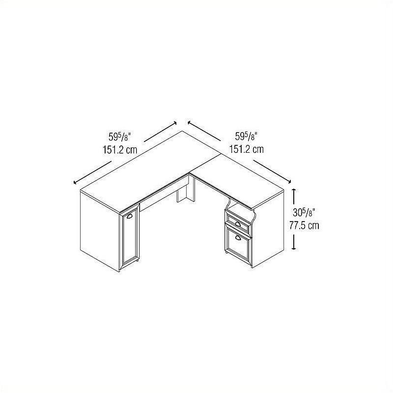 Pemberly Row L-Shaped Wood Computer Desk in Black